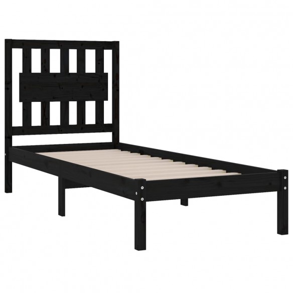 Cadre de lit Noir Bois de pin massif 75x190 cm Petit simple