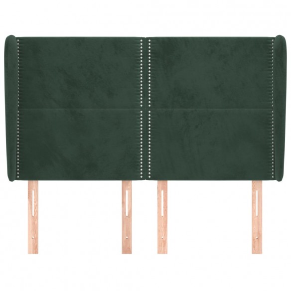 Tête de lit avec oreilles Vert foncé 147x23x118/128 cm Velours