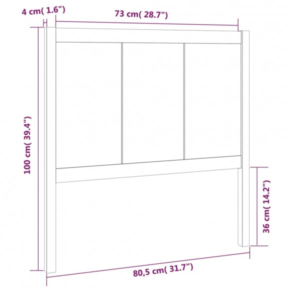 Tête de lit 80,5x4x100 cm Bois massif de pin