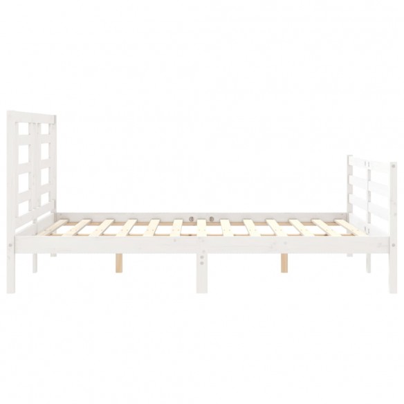 Cadre de lit avec tête de lit blanc King Size bois massif