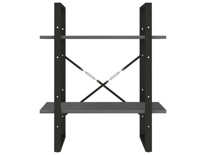 Bibliothèque à 2 niveaux Gris 60x30x70 cm Bois de pin massif