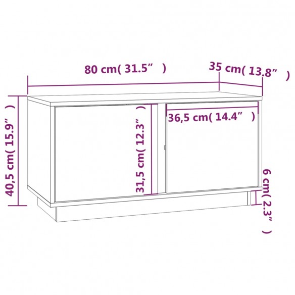 Meuble TV Gris 80x35x40,5 cm Bois de pin massif