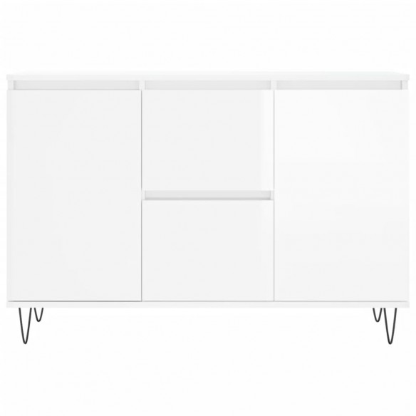 Buffet blanc brillant 104x35x70 cm bois d'ingénierie