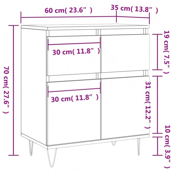 Buffet Chêne marron 60x35x70 cm Bois d'ingénierie