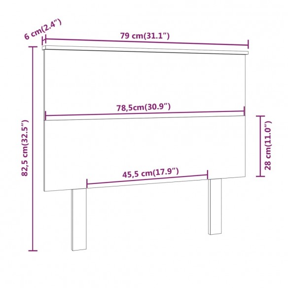 Tête de lit 79x6x82,5 cm Bois massif de pin