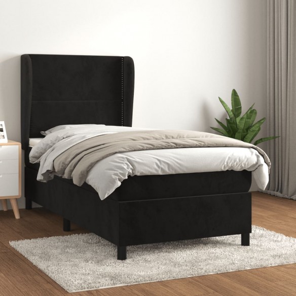 Cadre de lit avec matelas Noir 90x200 cm Velours