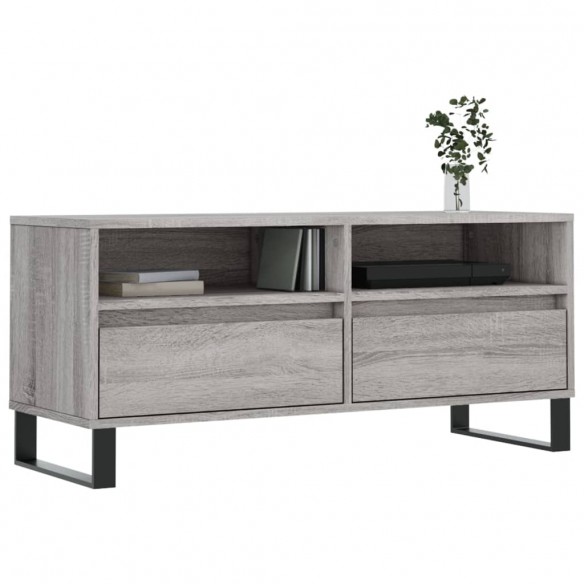 Meuble TV sonoma gris 100x34,5x44,5 cm bois d'ingénierie