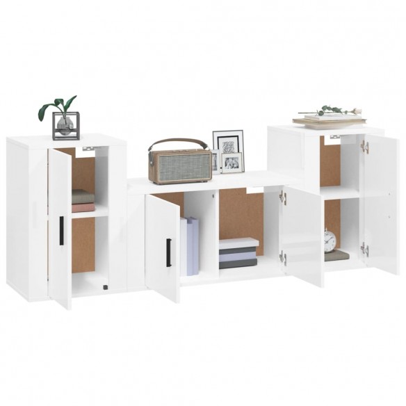 Ensemble de meubles TV 3 pcs Blanc brillant Bois d'ingénierie