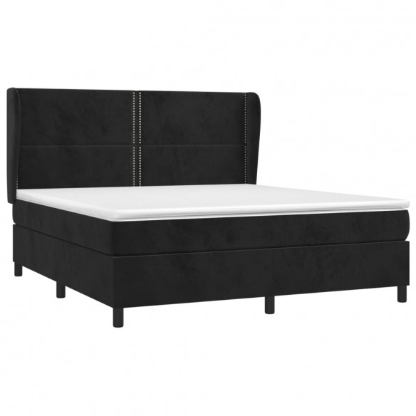 Cadre de lit avec matelas Noir 180x200 cm Velours