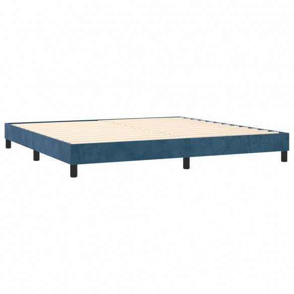 Cadre de lit et matelas Bleu foncé 200x200cm Velours