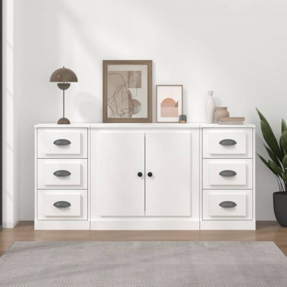 Buffets 3 pcs Blanc Bois d'ingénierie