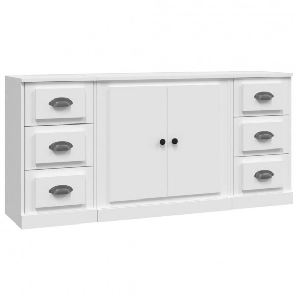 Buffets 3 pcs Blanc Bois d'ingénierie