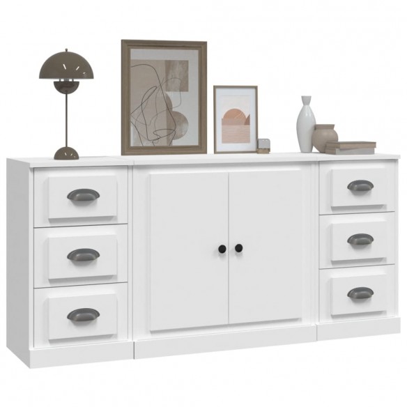 Buffets 3 pcs Blanc Bois d'ingénierie