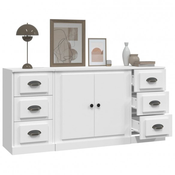 Buffets 3 pcs Blanc Bois d'ingénierie