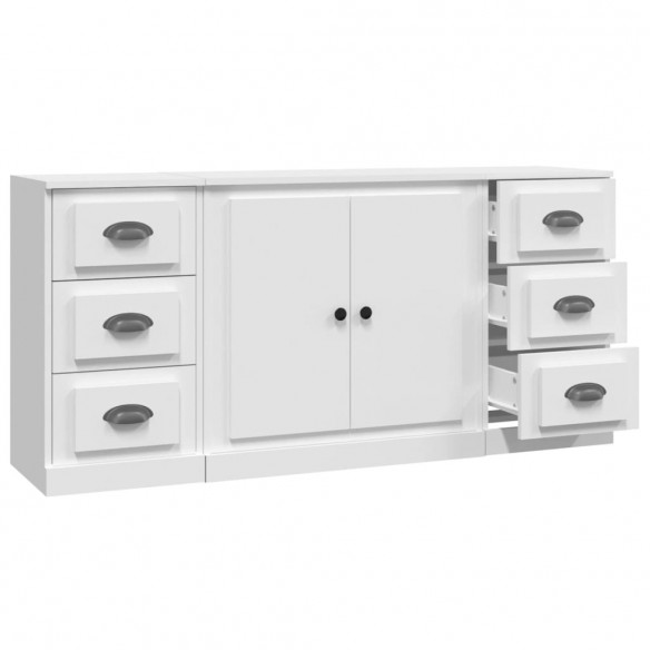 Buffets 3 pcs Blanc Bois d'ingénierie