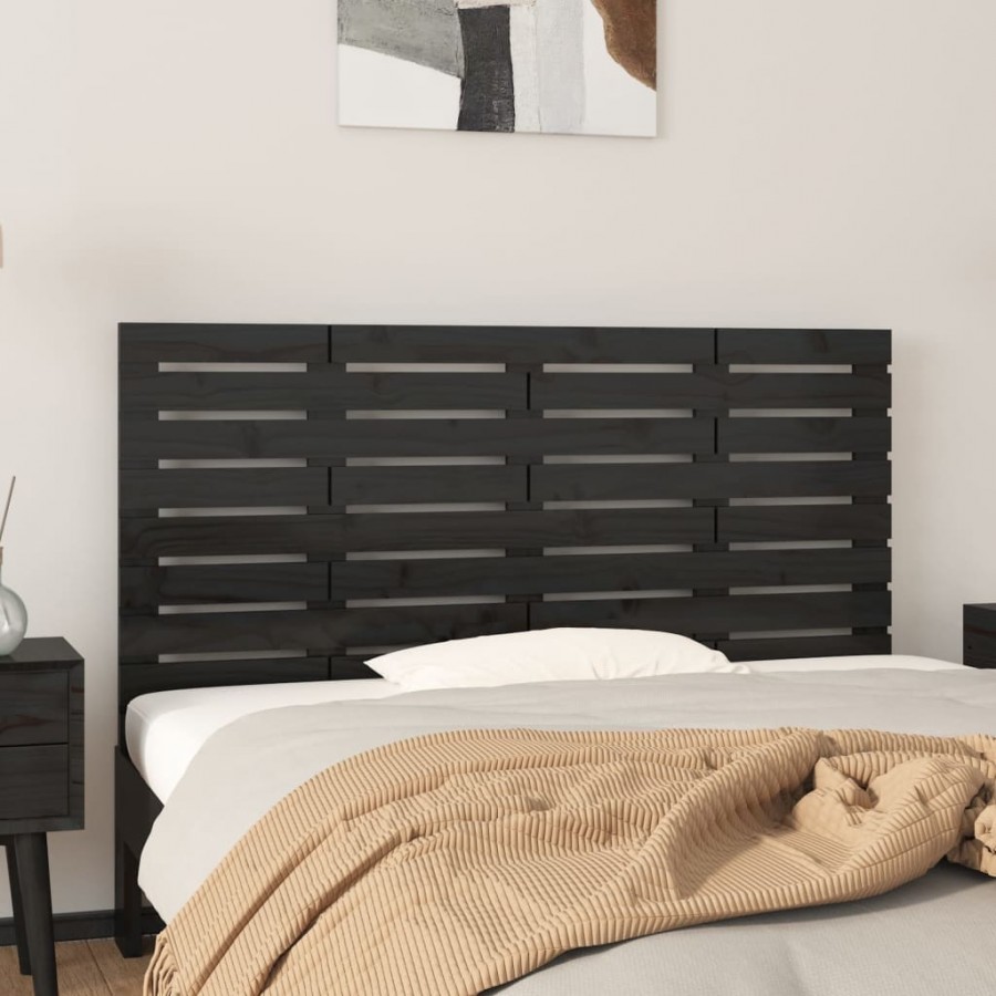 Tête de lit murale Noir 156x3x63 cm Bois massif de pin