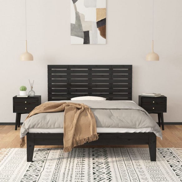 Tête de lit murale Noir 156x3x63 cm Bois massif de pin