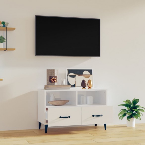 Meuble TV Blanc brillant 80x36x50 cm Bois d'ingénierie