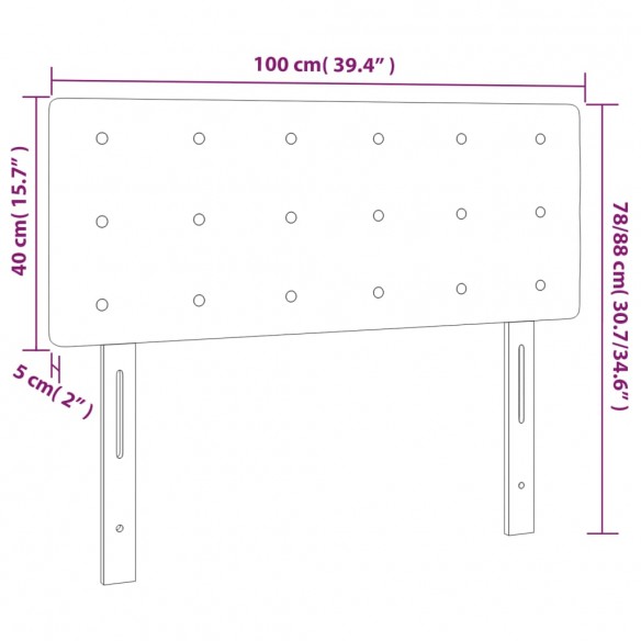 Tête de lit à LED Crème 100x5x78/88 cm Similicuir