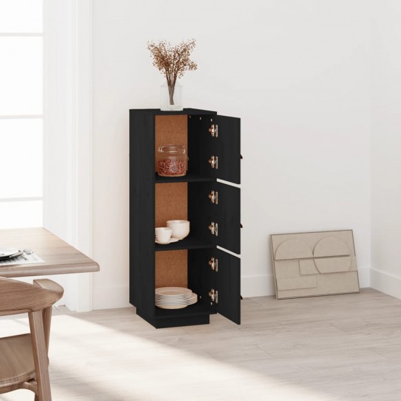 Buffet haut Noir 34x40x108,5 cm Bois massif de pin