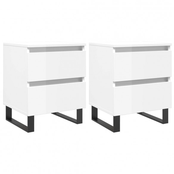 Tables de chevet 2 pcs blanc brillant 40x35x50 cm