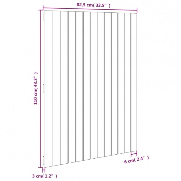 Tête de lit murale Gris 82,5x3x110 cm Bois massif de pin