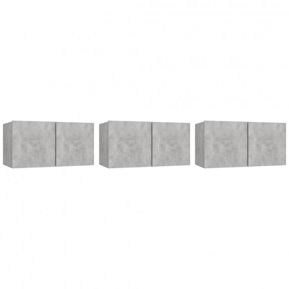 Meubles TV suspendus 3 pcs Gris béton 60x30x30 cm