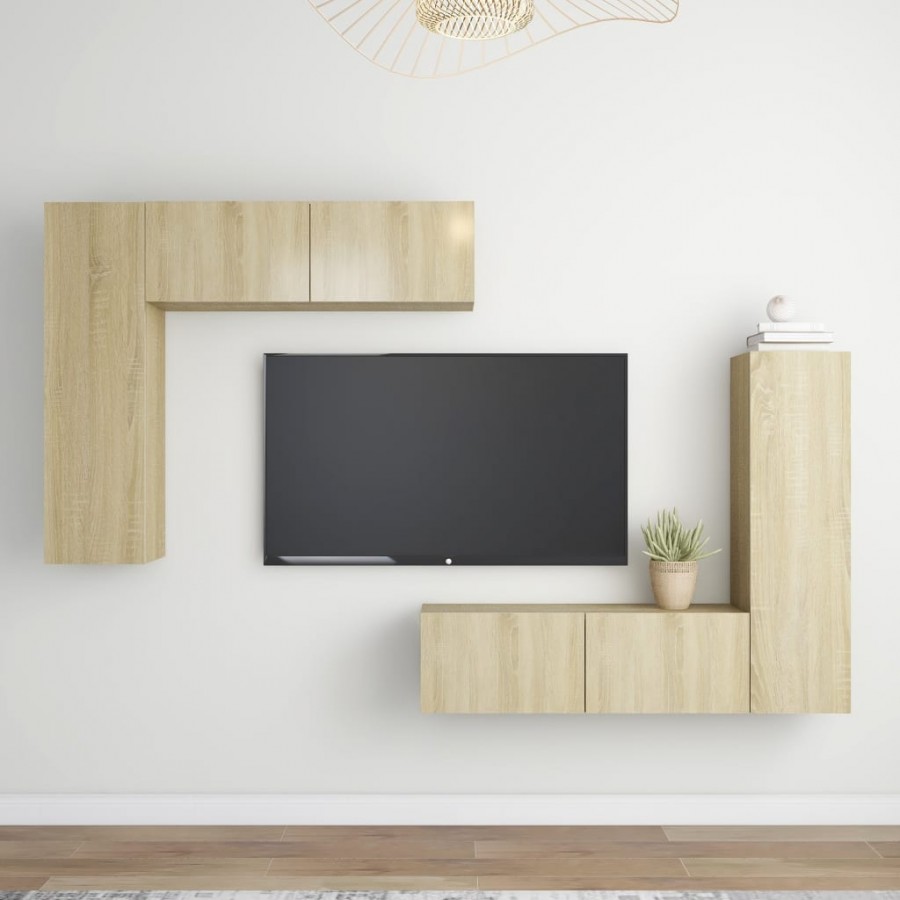 Ensemble de meubles TV 4 pcs Chêne sonoma Aggloméré