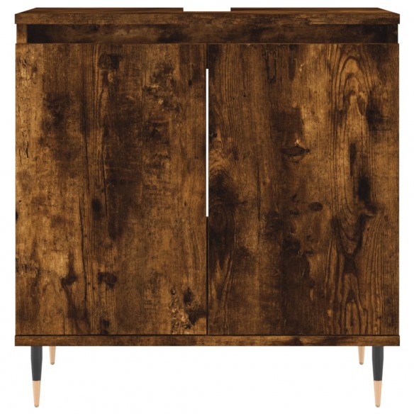 Armoire de bain chêne fumé 58x33x60 cm bois d'ingénierie