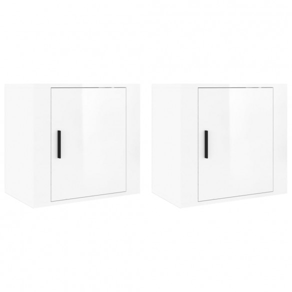 Tables de chevet murales 2 pcs Blanc brillant 50x30x47 cm