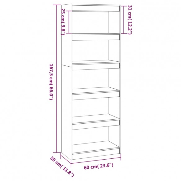 Bibliothèque/Cloison Blanc 60x30x167,5 cm Bois massif de pin