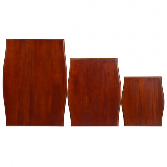 Tables d'appoint gigognes 3pcs Marron classique Bois d'acajou