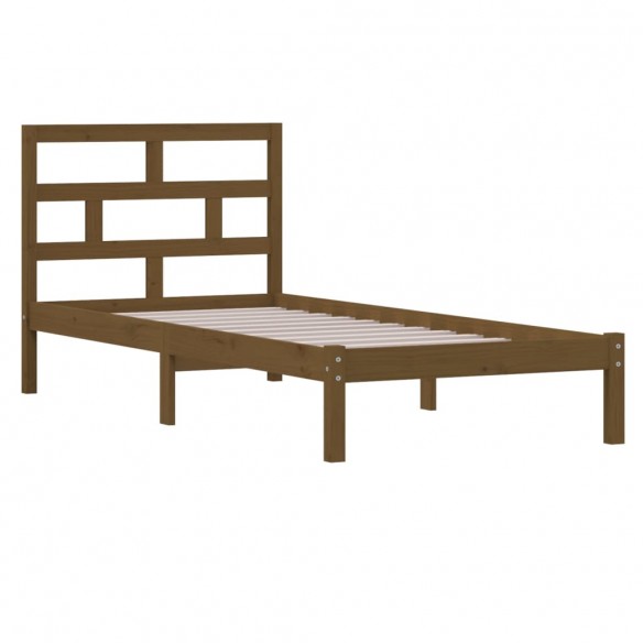 Cadre de lit Marron miel Bois de pin massif 100x200 cm