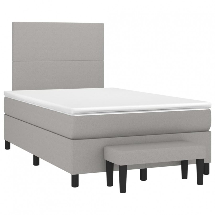 Cadre de lit avec matelas Gris clair 120x200cm Tissu