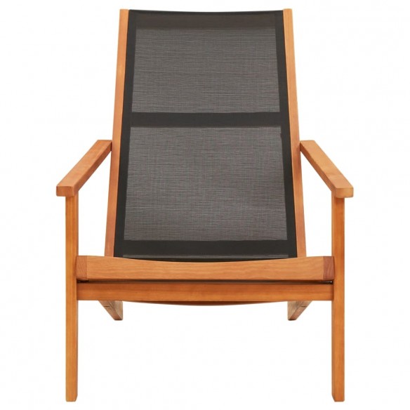 Chaise de jardin Noir Bois d'eucalyptus solide et textilène