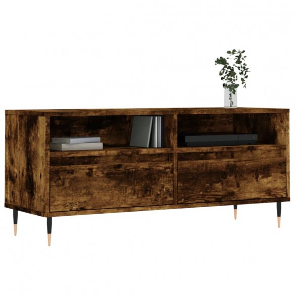 Meuble TV chêne fumé 100x34,5x44,5 cm bois d'ingénierie