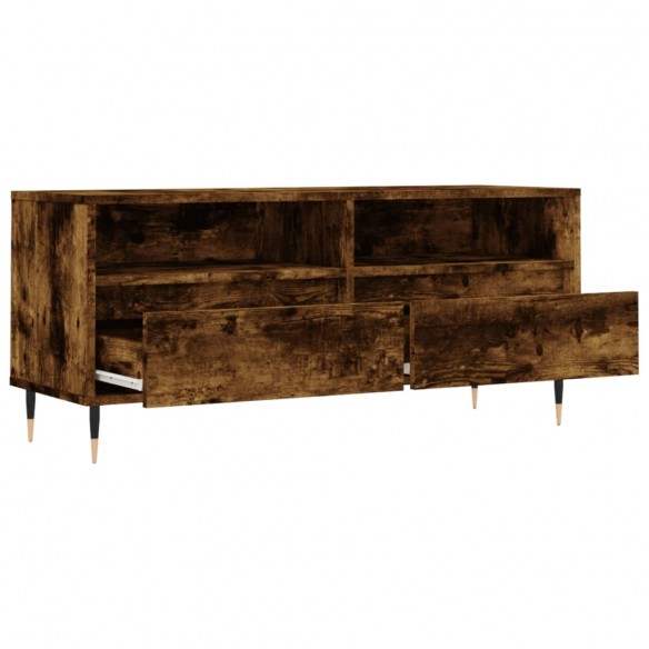 Meuble TV chêne fumé 100x34,5x44,5 cm bois d'ingénierie