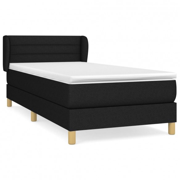 Cadre de lit avec matelas Noir 100x200 cm Tissu