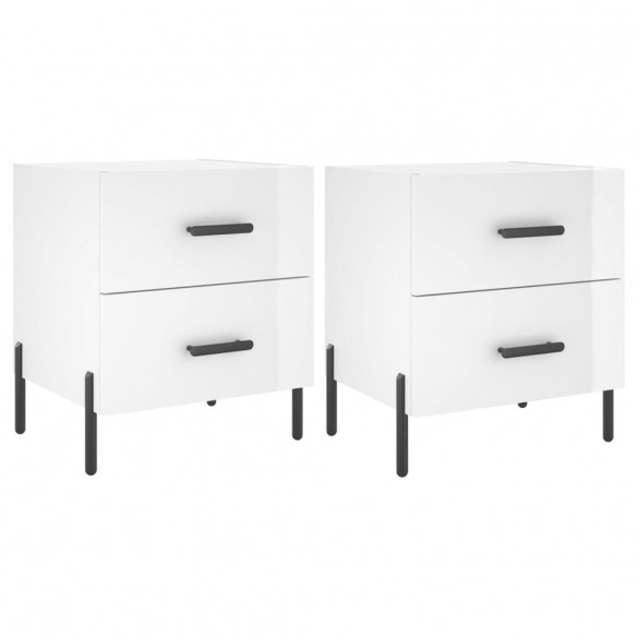 Tables de chevet 2 pcs blanc brillant 40x35x47,5 cm