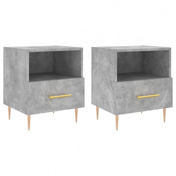 Tables de chevet 2pcs gris béton 40x35x47,5cm bois d’ingénierie