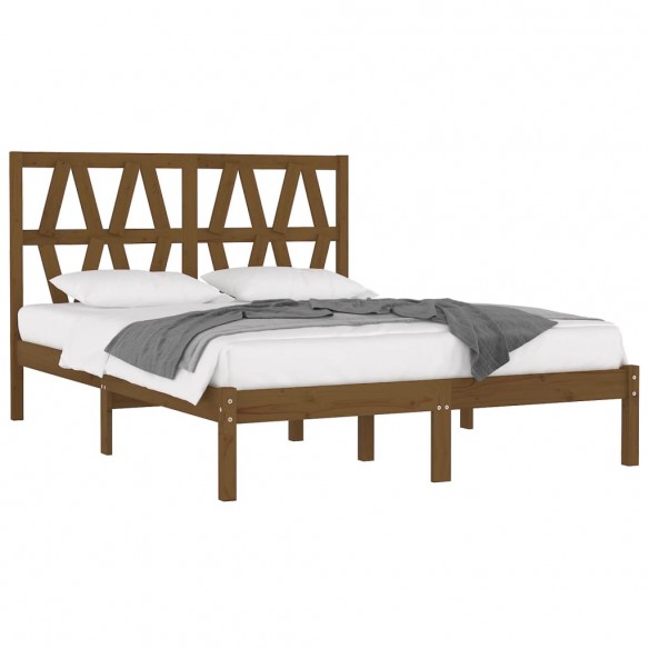 Cadre de lit Marron miel Bois massif 120x190 cm Petit Double