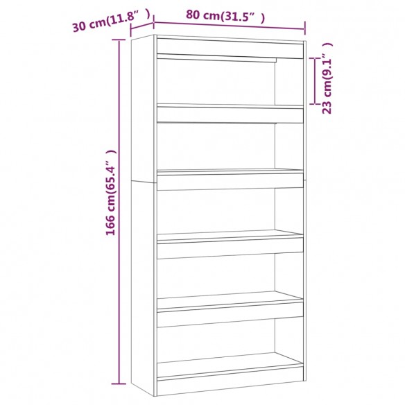 Bibliothèque de séparation Gris béton 80x30x166 cm Aggloméré