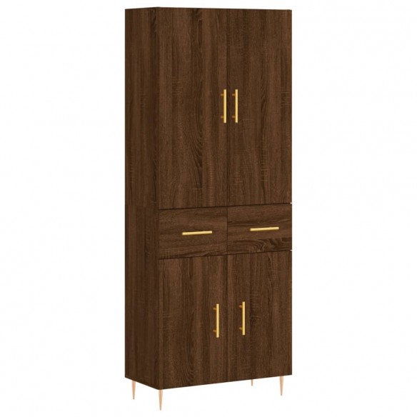 Buffet haut Chêne marron 69,5x34x180 cm Bois d'ingénierie