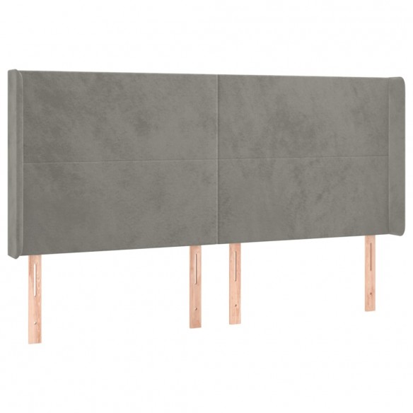 Tête de lit à LED Gris clair 203x16x118/128 cm Velours