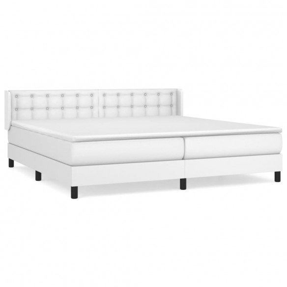 Cadre de lit avec matelas Blanc 200x200cm Similicuir