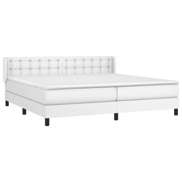 Cadre de lit avec matelas Blanc 200x200cm Similicuir