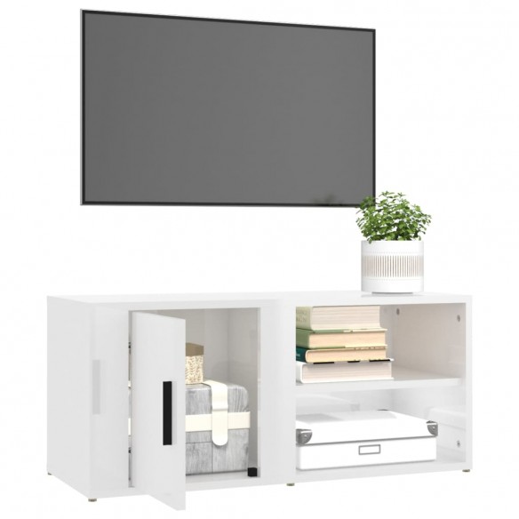 Meuble TV Blanc brillant 80x31,5x36 cm Bois d'ingénierie