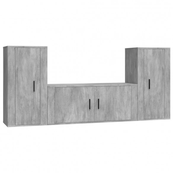 Ensemble de meubles TV 3 pcs Gris béton Bois d'ingénierie