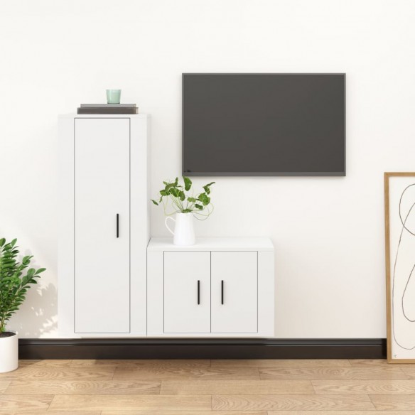 Ensemble de meubles TV 2 pcs Blanc Bois d'ingénierie