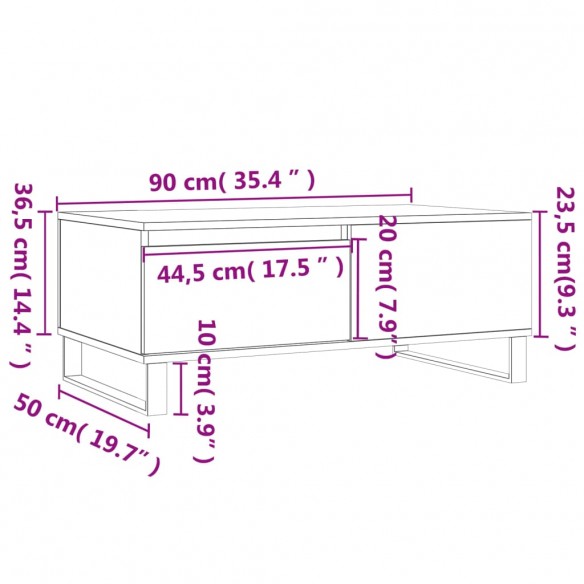 Table basse Chêne sonoma 90x50x36,5 cm Bois d'ingénierie